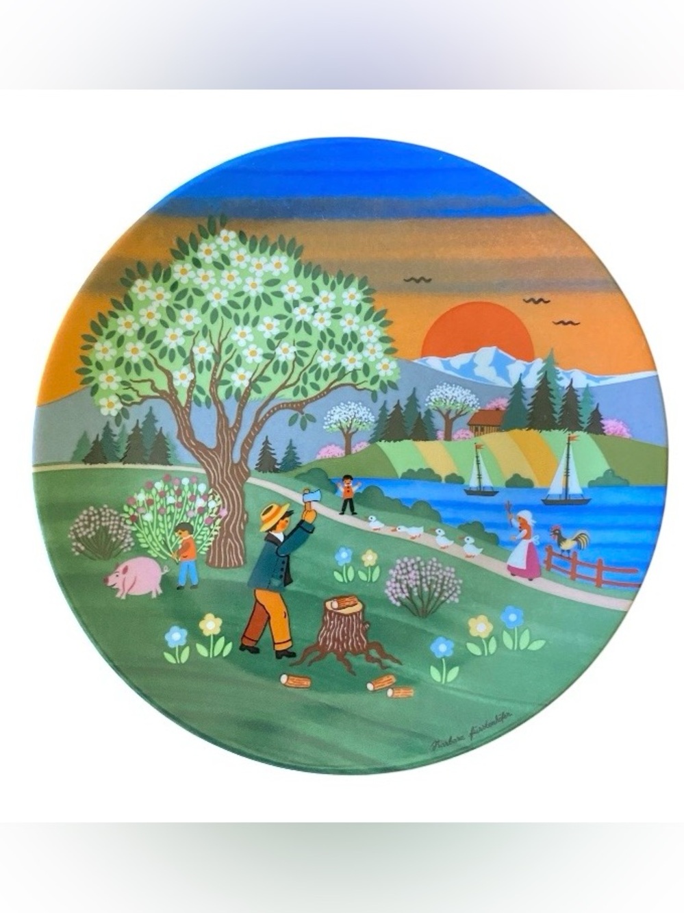 Vintage Barbara Furstenhofer Seasons Spring Plate Bavaria West Germany Folk Art